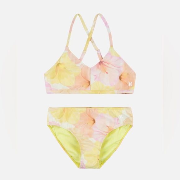 NWT- Hurley- GIRLS' CARISSA MOORE BIKINI-ALOHA HIBISCUS PRINT- Girls medium - Picture 1 of 9